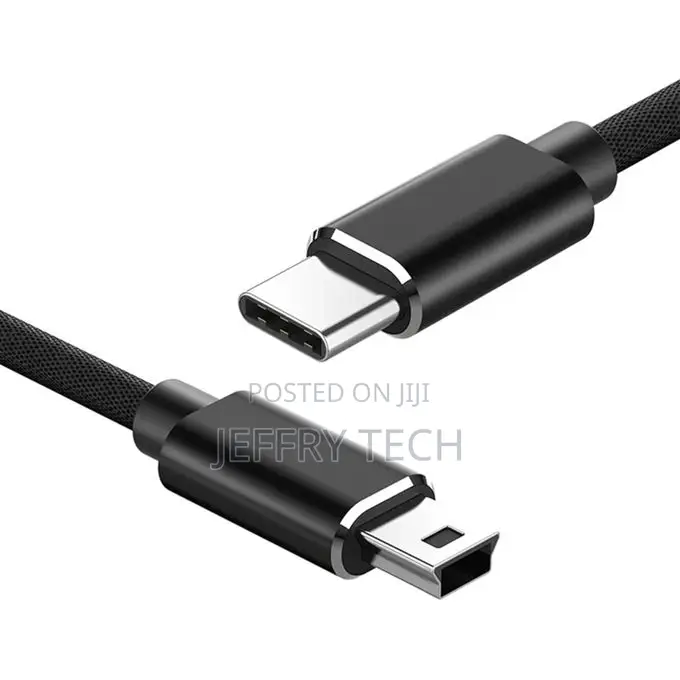 1M Braided USB C to Mini 5-Pin Charging Cord, Supports OTG Sync Data