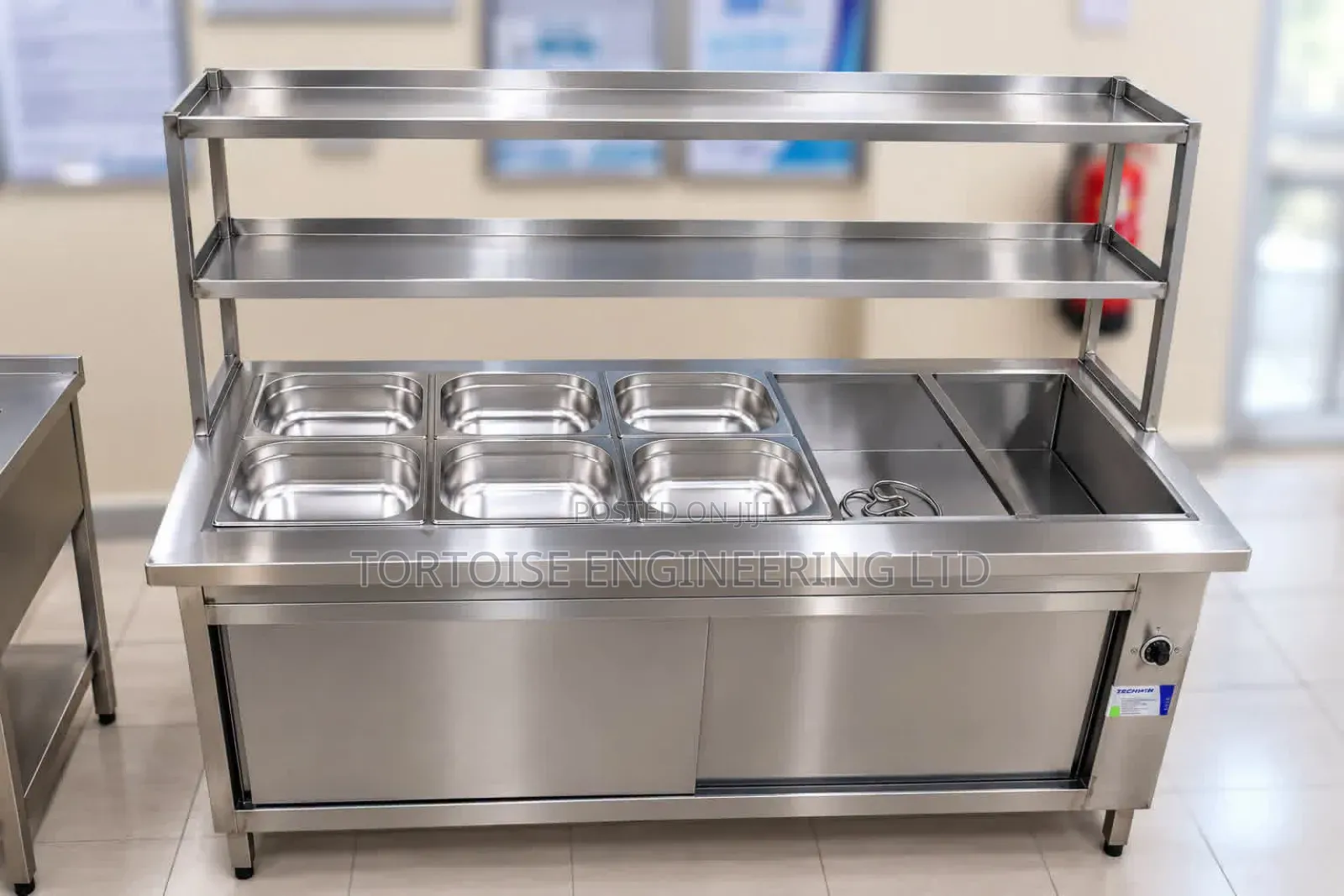 Food Warmer Display With Shelves and Four Pan