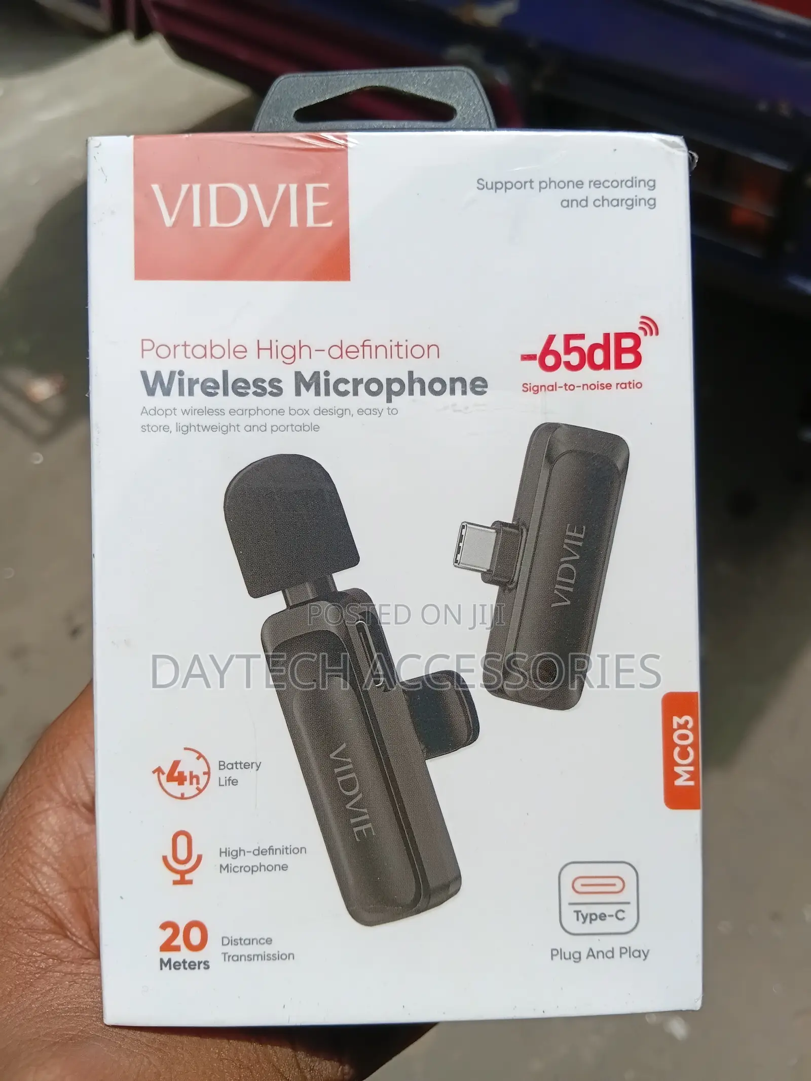 Vidvie USB-C Mc03 Portable High-Definition Wireless Microphone - Black