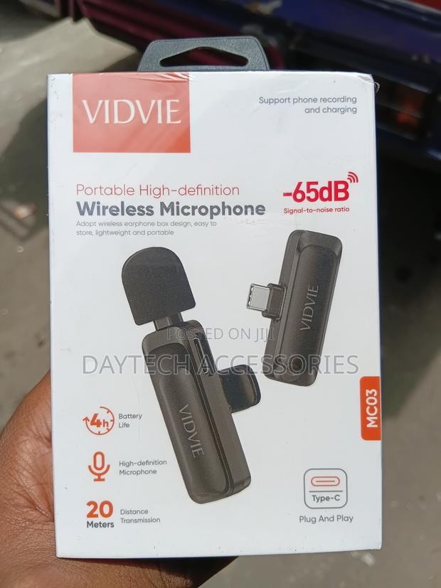 Vidvie USB-C Mc03 Portable High-Definition Wireless Microphone - Black