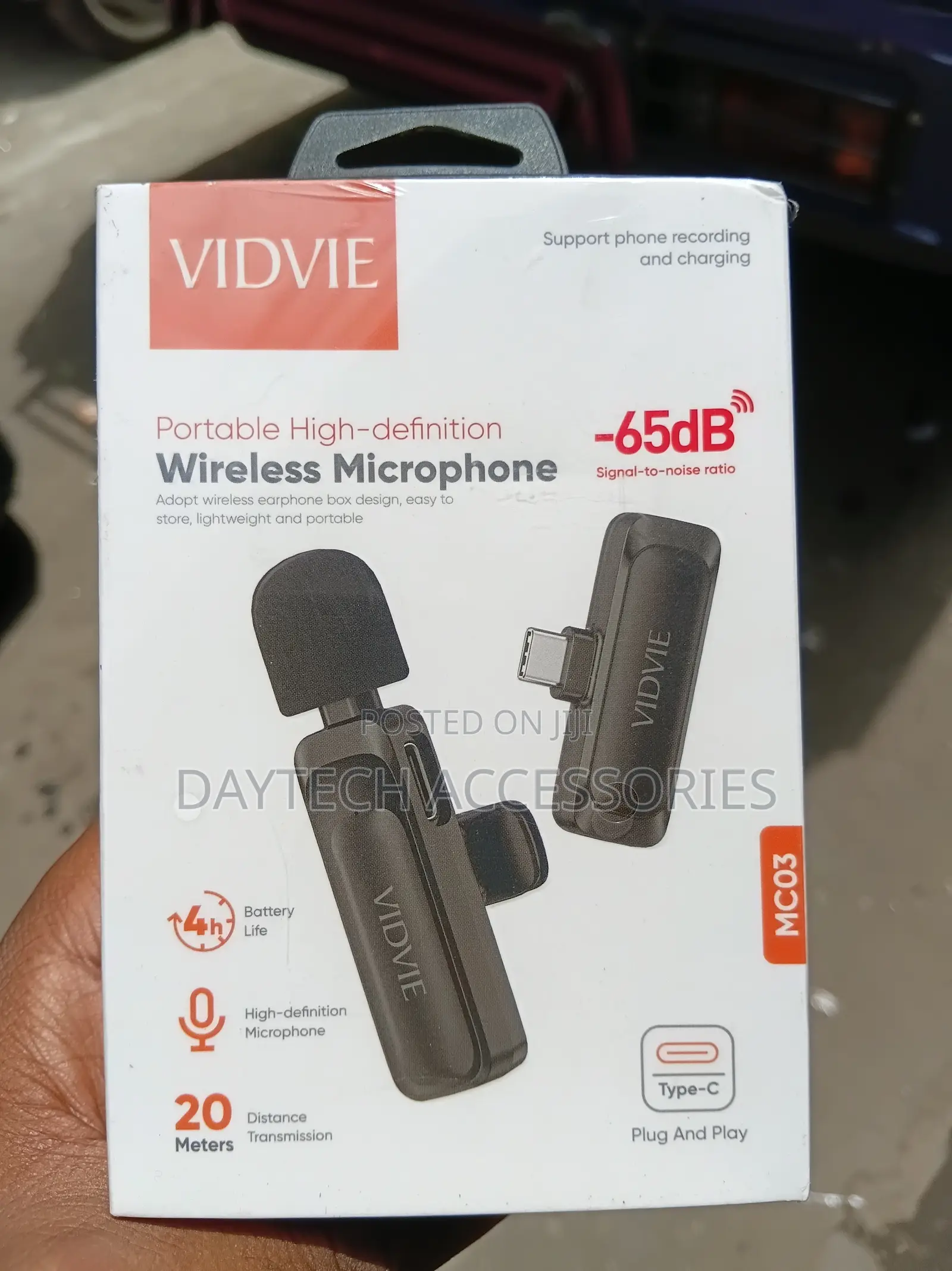 Vidvie USB-C Mc03 Portable High-Definition Wireless Microphone - Black