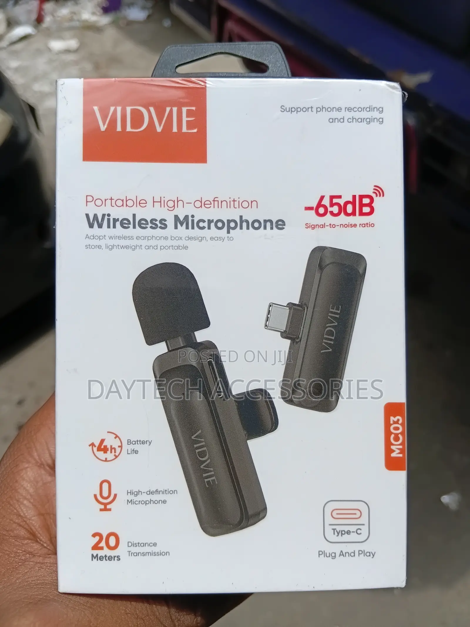 Vidvie USB-C Mc03 Portable High-Definition Wireless Microphone - Black