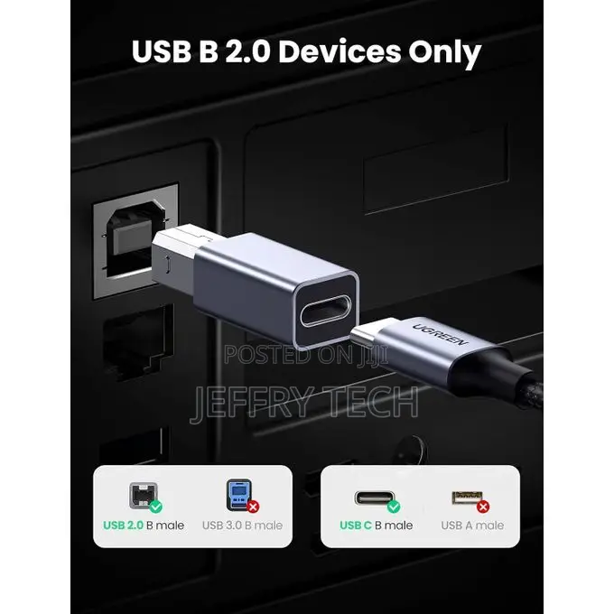 Ugreen USB-C Female to USB-B Male Adaptor (US382) for Printer (1YR WRT