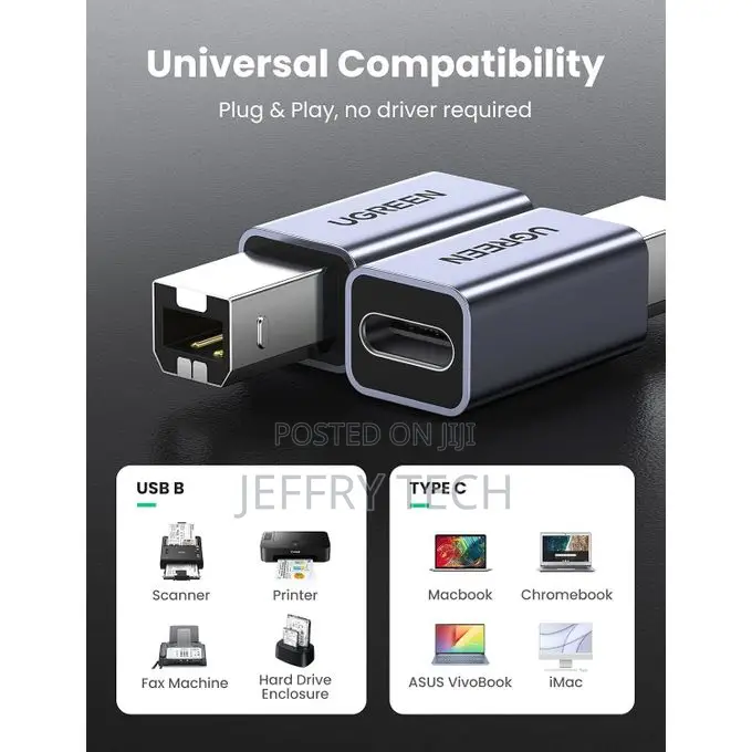 Ugreen USB-C Female to USB-B Male Adaptor (US382) for Printer (1YR WRT