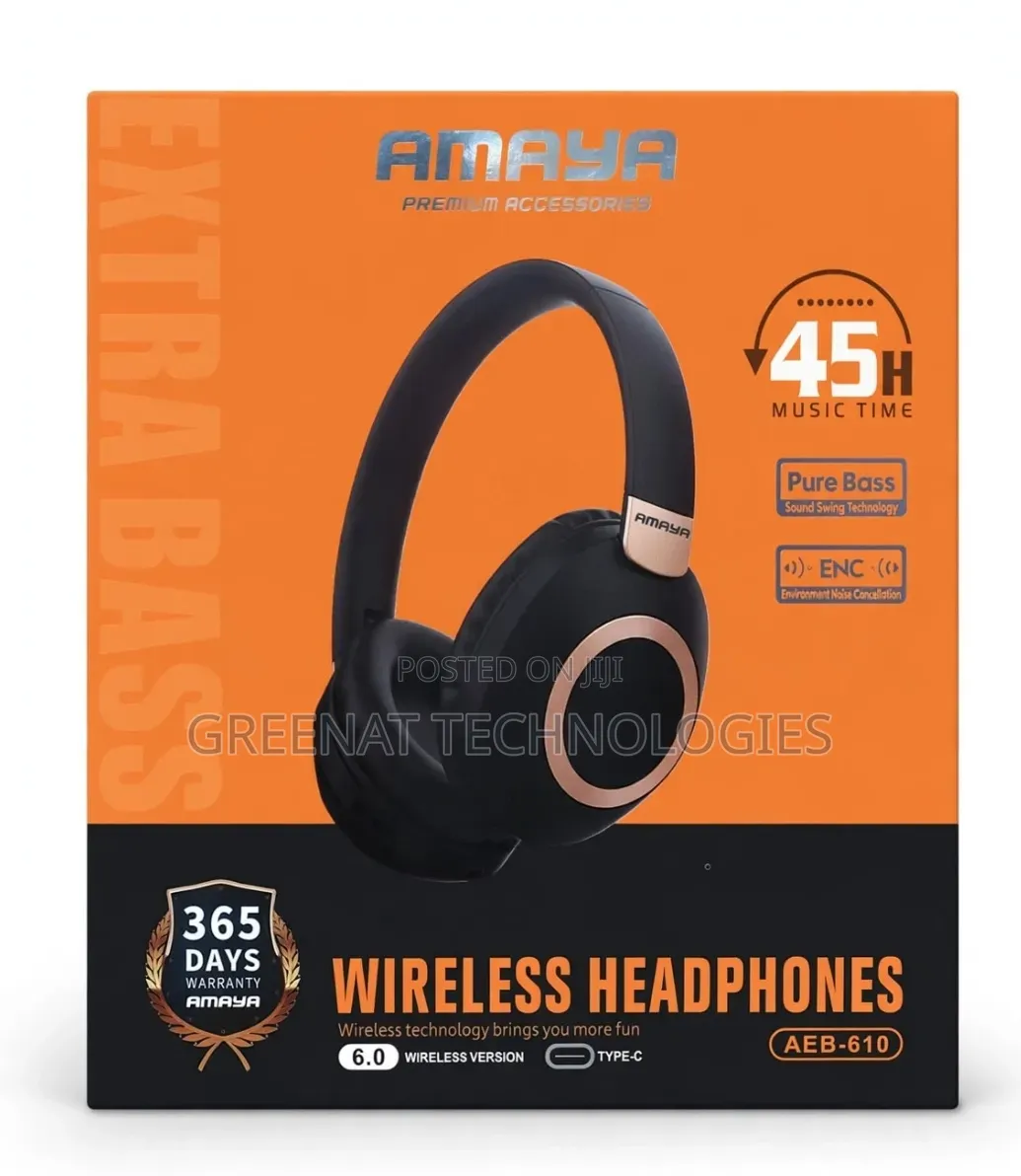 Amaya Wireless Headphones AEB-610 45H Pure Bass Noise Cancellation