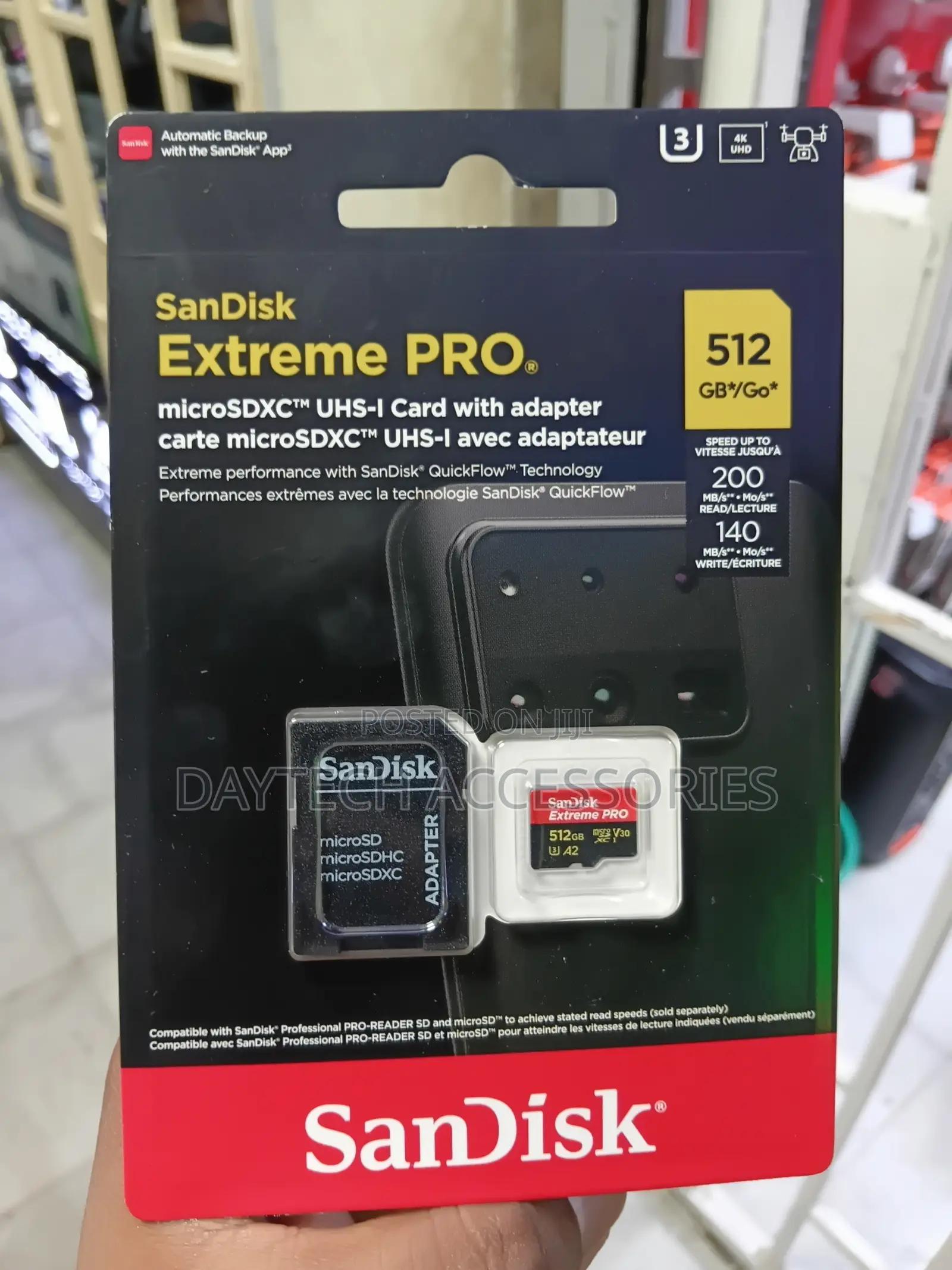 Original Sandisk Extreme PRO 512GB Microsd Card 200mb/S A2 V30.
