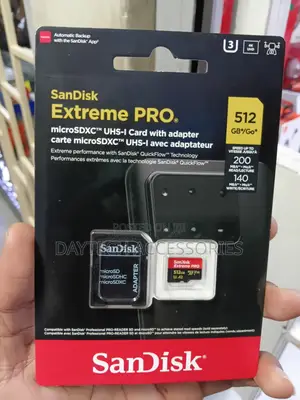 SanDisk 512GB Extreme Pro 200mb/S Read and 140mb/S Write microSD.