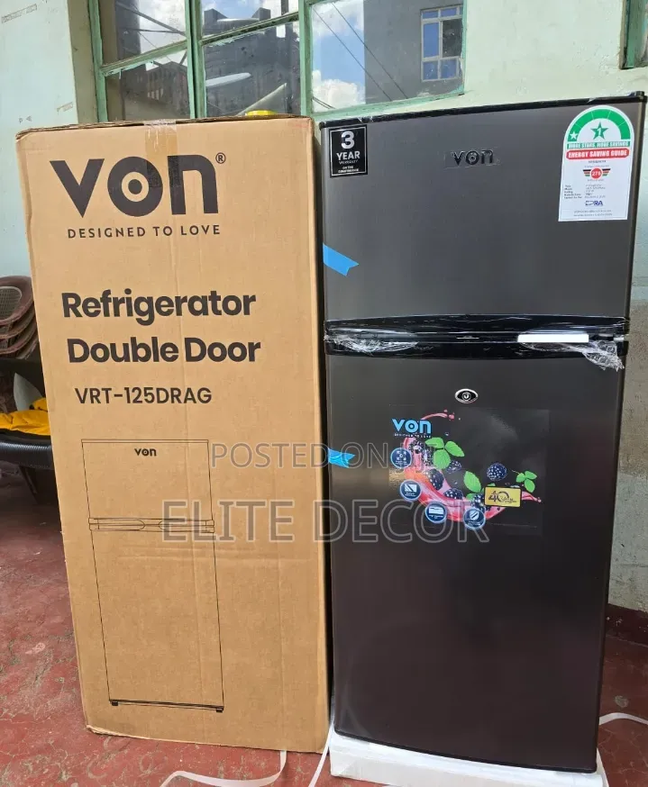 VON 125L Double Door Fridge | Direct Cool Refrigerator