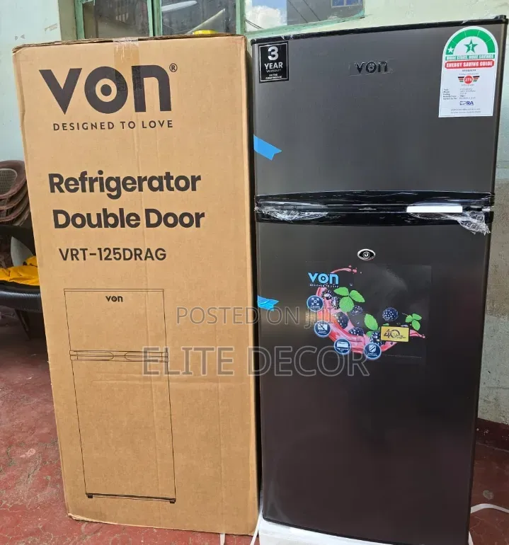 VON 125L Double Door Fridge | Direct Cool Refrigerator