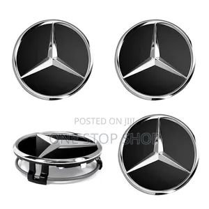 Black Chrome Mercedes Wheel Center Hub Rim Emblem 4pcs