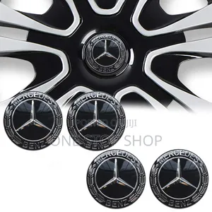 Black Chrome Finish Mercedes Center Caps With Logo Letters