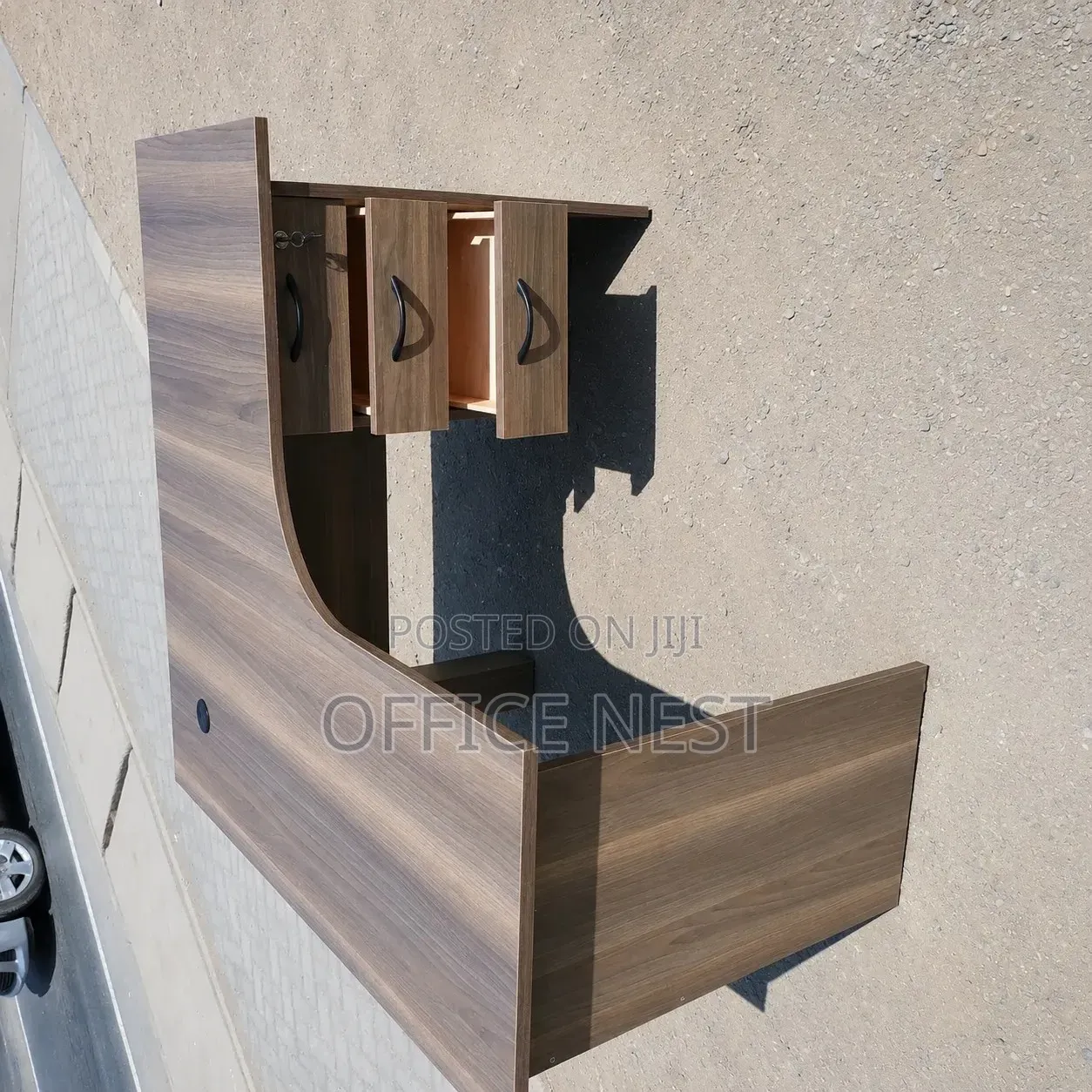Modern L-Shaped Office Desk With 3 Drawers Cable Management –