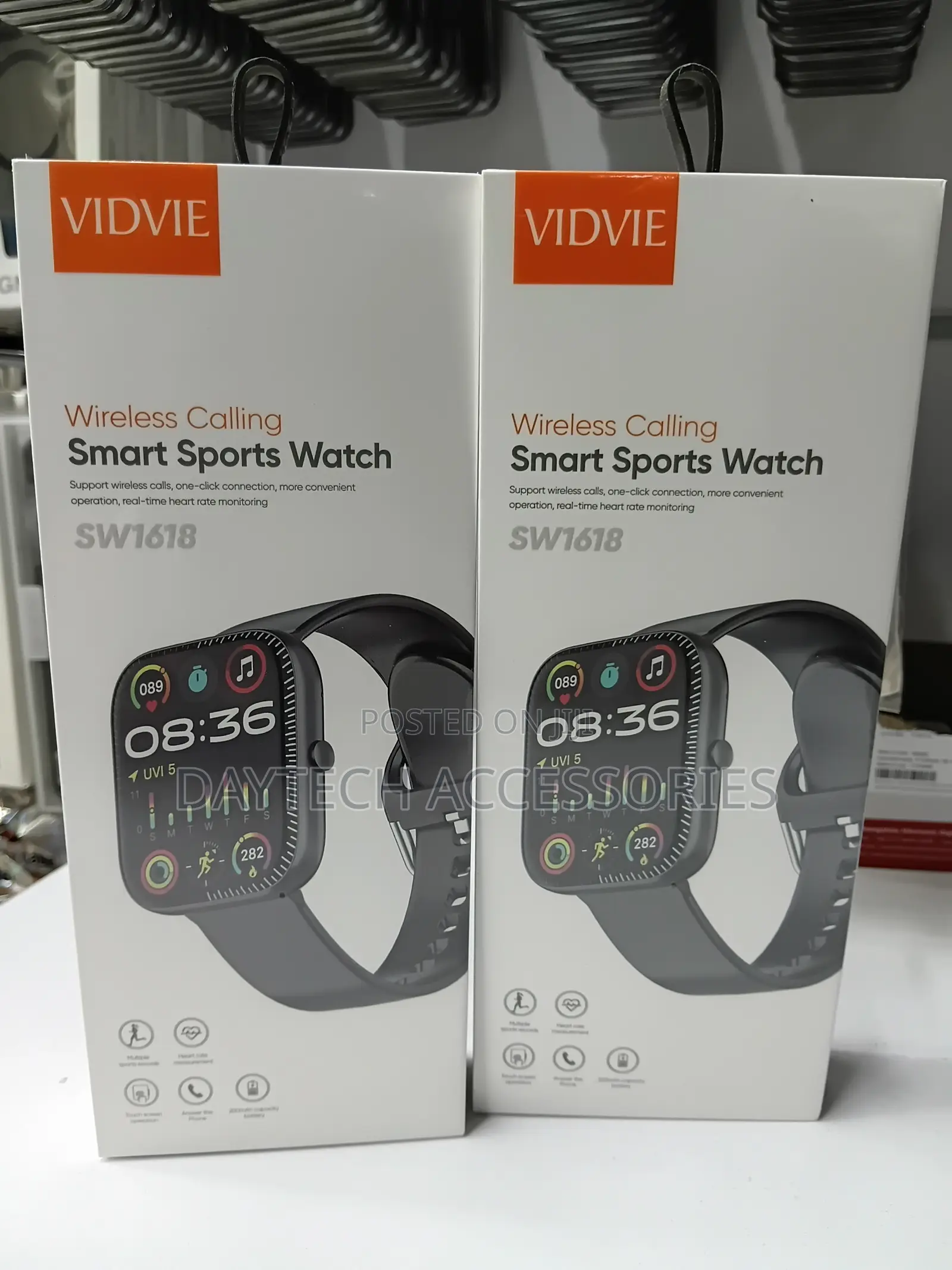 VIDVIE SW1618 Wireless Calling Smart Sports Watch - Black