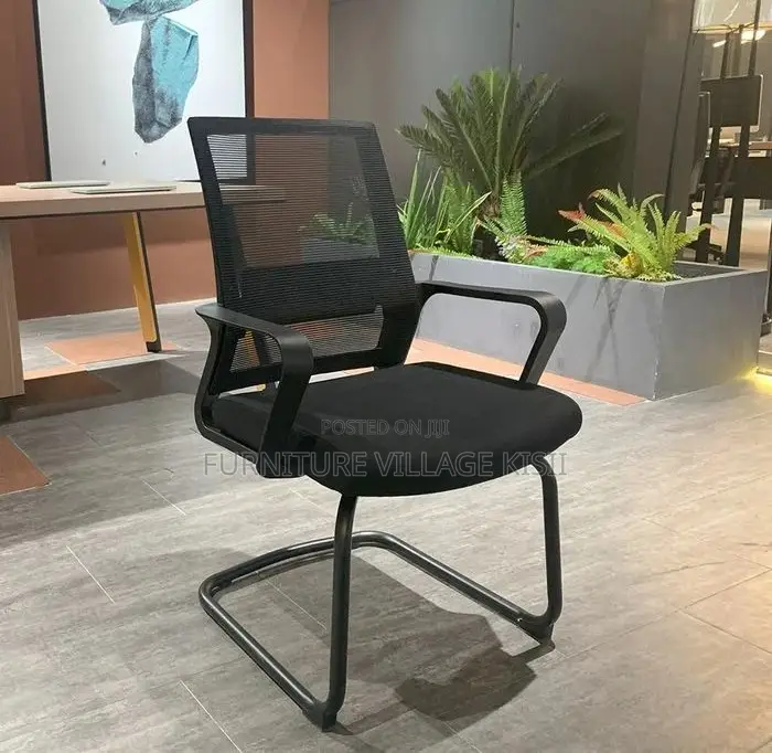 Office Chair; Black MidBack Visitors Waiting Chair