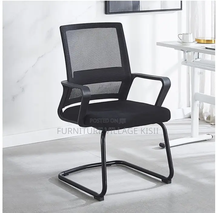 Office Chair; Black MidBack Visitors Waiting Chair