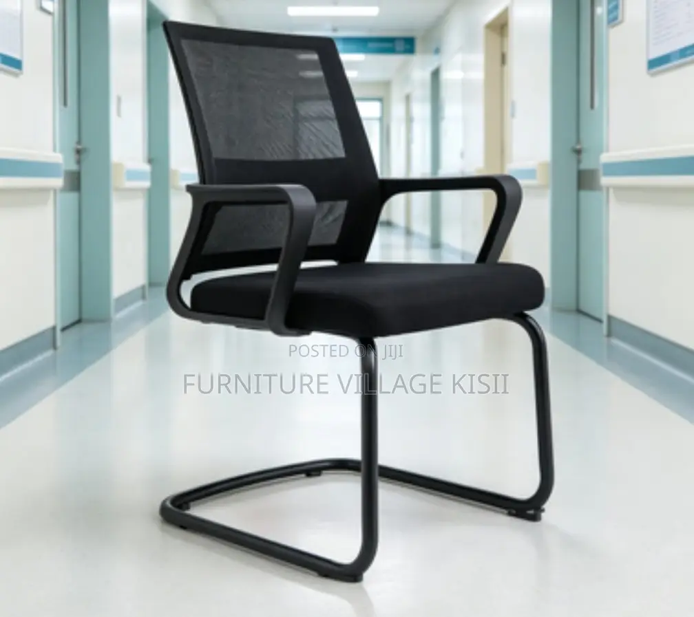 Office Chair; Black MidBack Visitors Waiting Chair