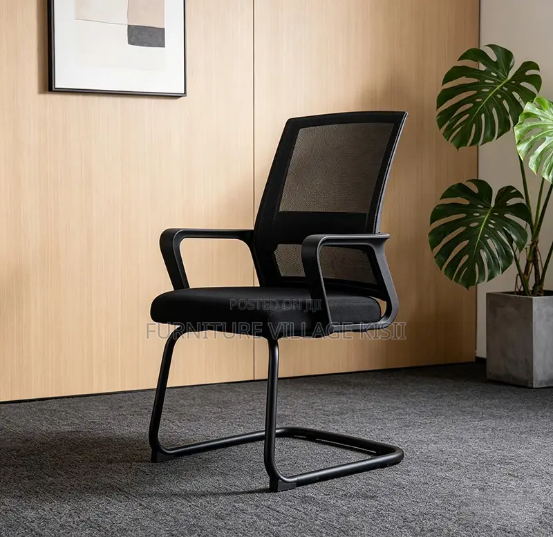 Office Chair; Black MidBack Visitors Waiting Chair
