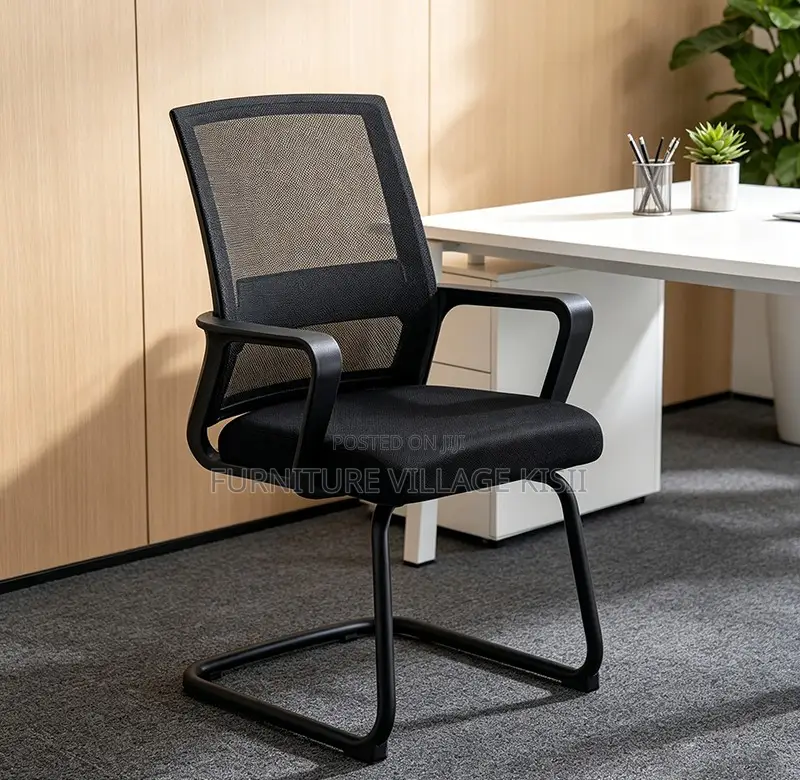 Office Chair; Black MidBack Visitors Waiting Chair