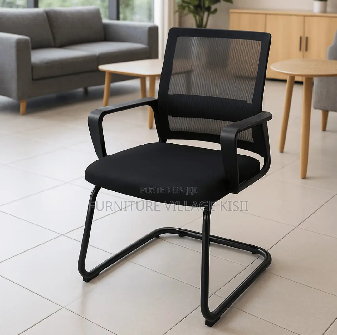 Office Chair; Black MidBack Visitors Waiting Chair