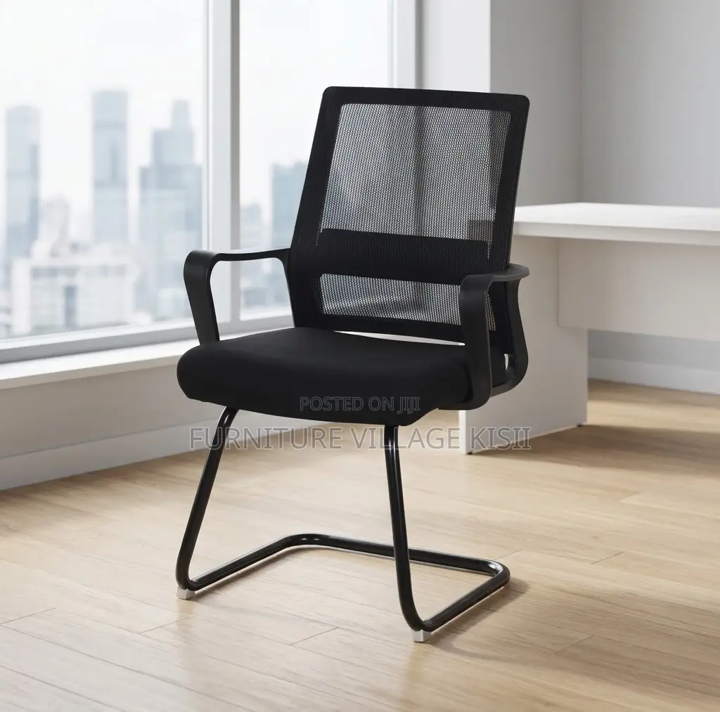 Office Chair; Black MidBack Visitors Waiting Chair
