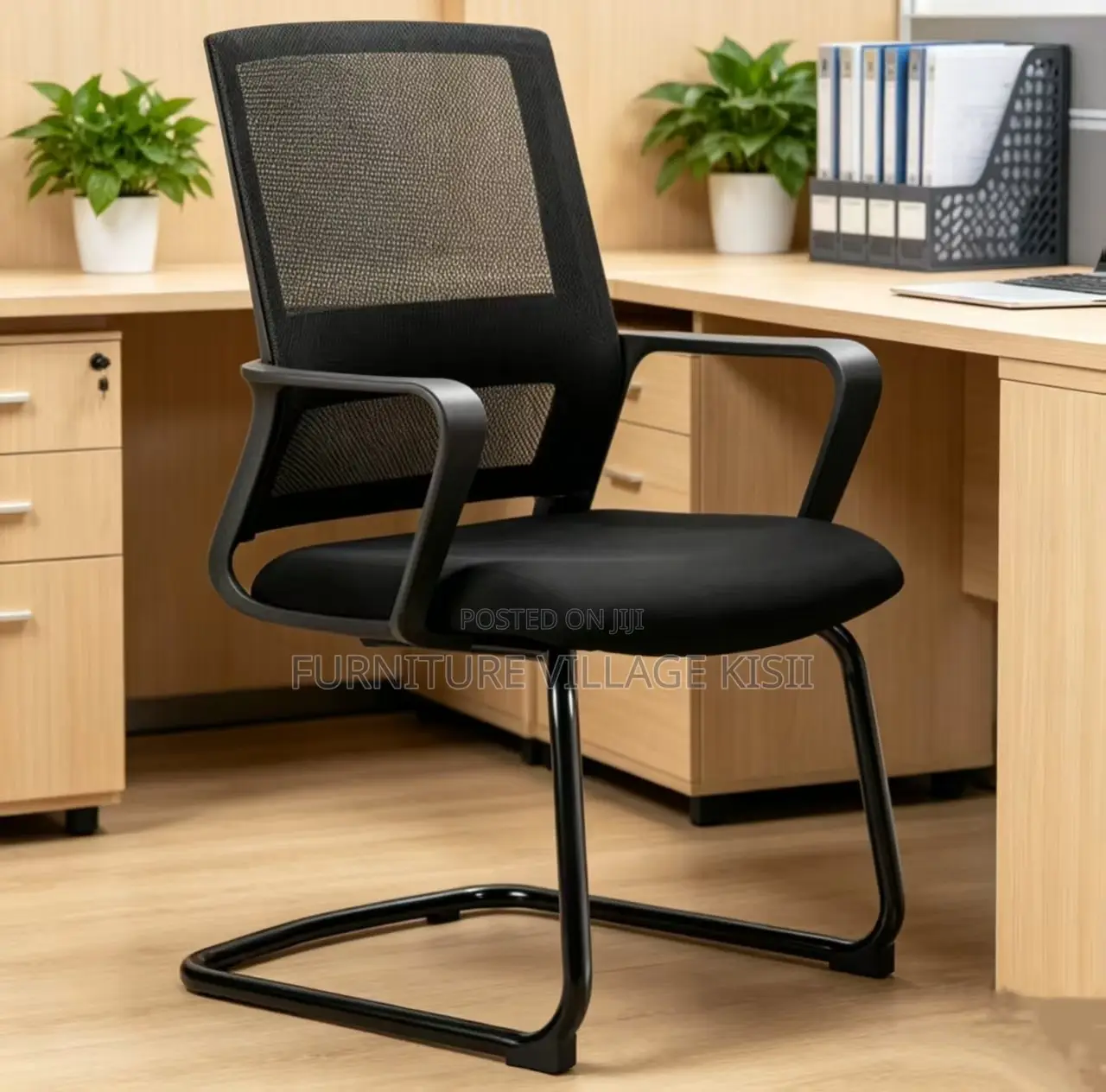 Office Chair; Black MidBack Visitors Waiting Chair
