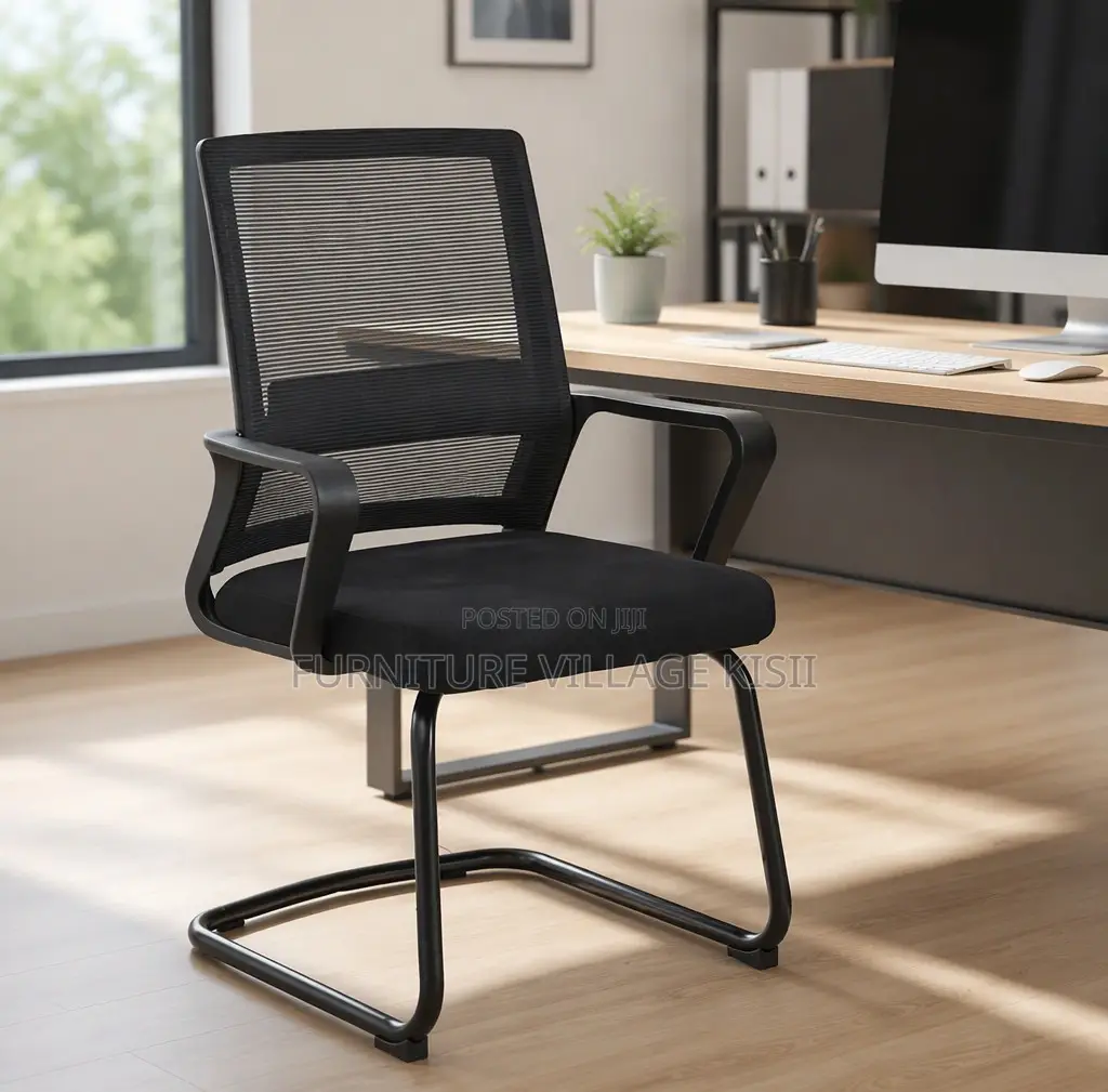 Office Chair; Black MidBack Visitors Waiting Chair