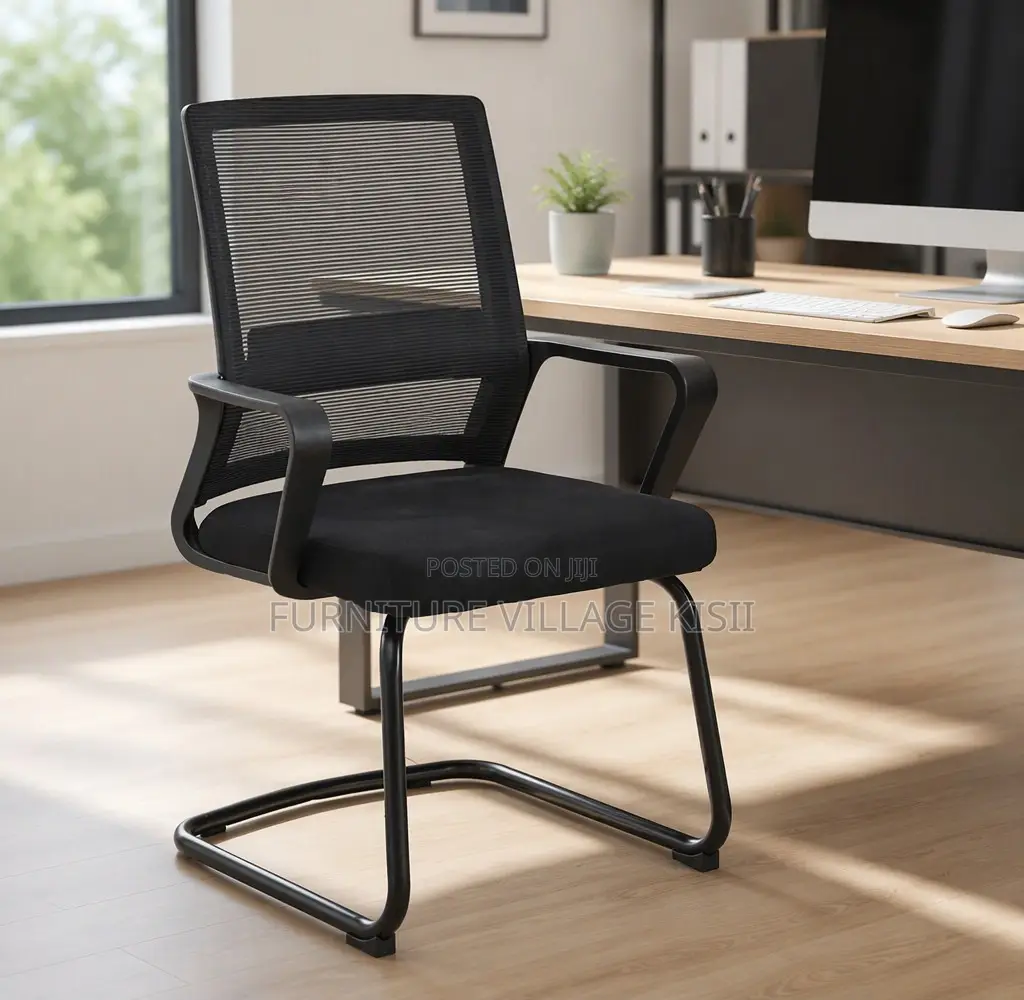 Office Chair; Black MidBack Visitors Waiting Chair