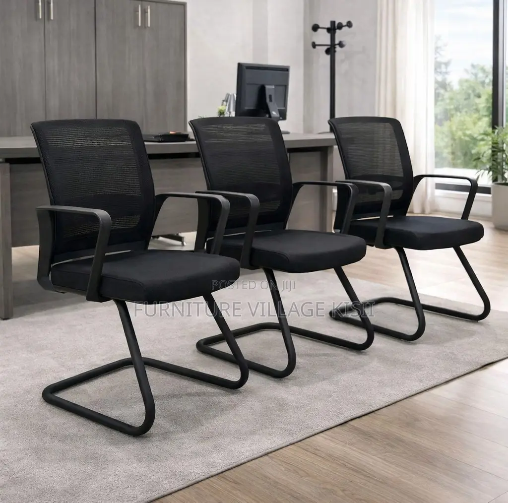 Office Chair; Black MidBack Visitors Waiting Chair