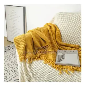 Knitted Tassel Throw Blanket