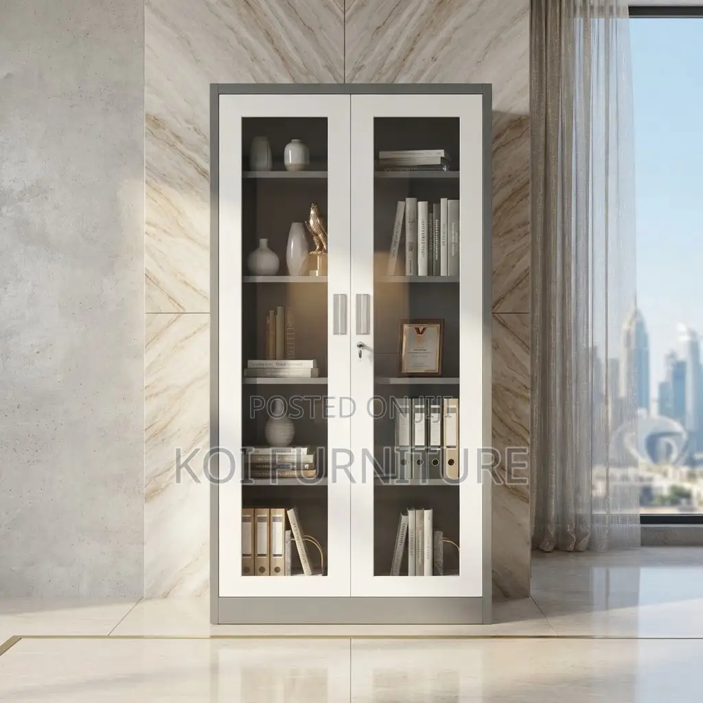 Office Cabinet; Two Doors Rust Resistant Documents Glass Cabinet
