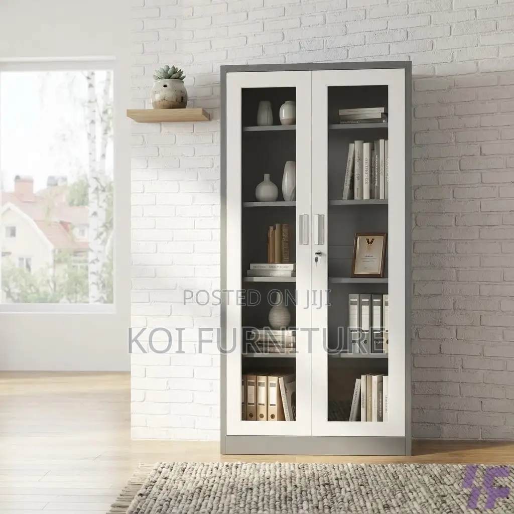 Office Cabinet; Two Doors Rust Resistant Documents Glass Cabinet