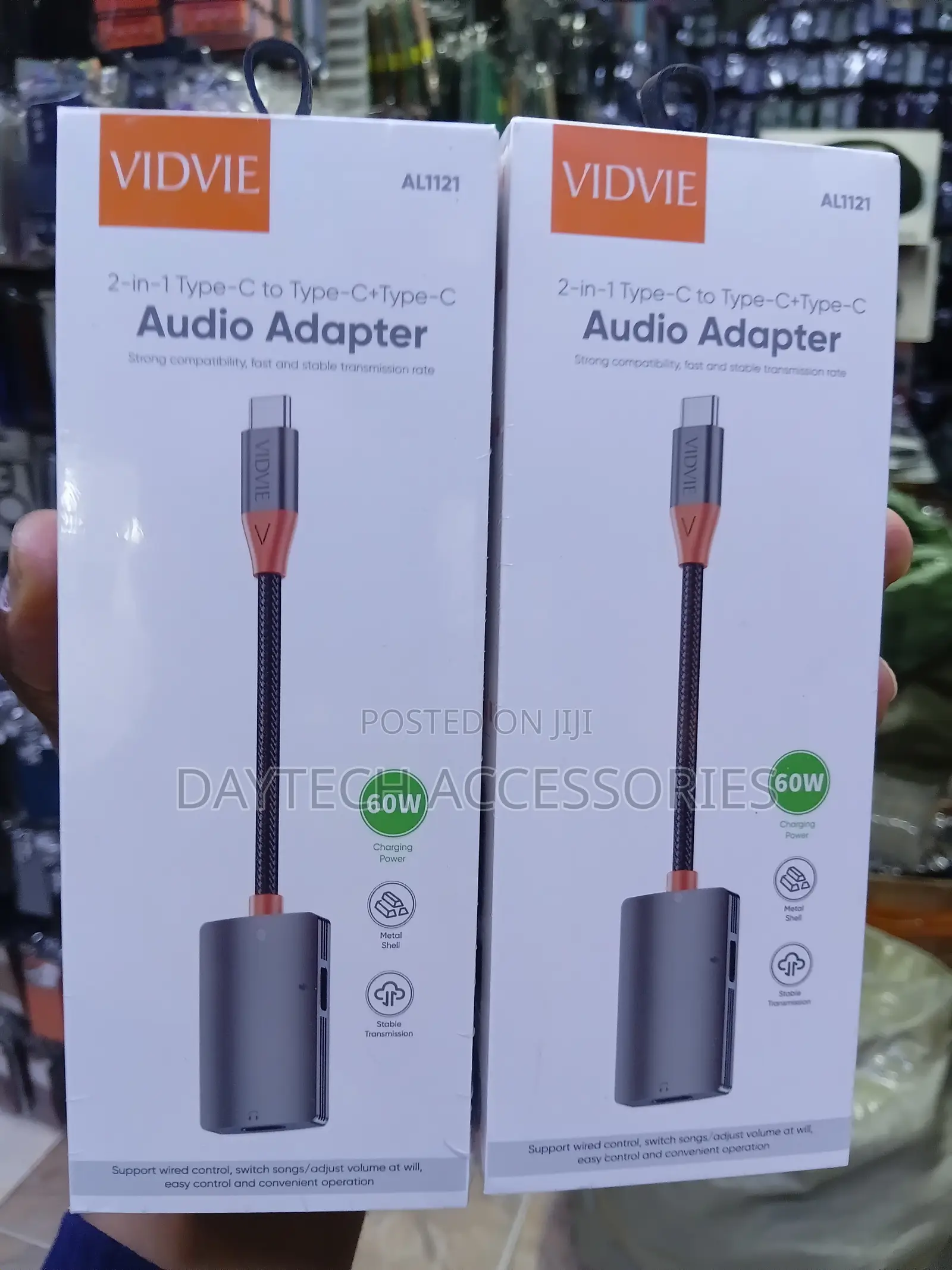 Vidvie AL1121 2-in-1 Type-C to Type-C Adapter - Black