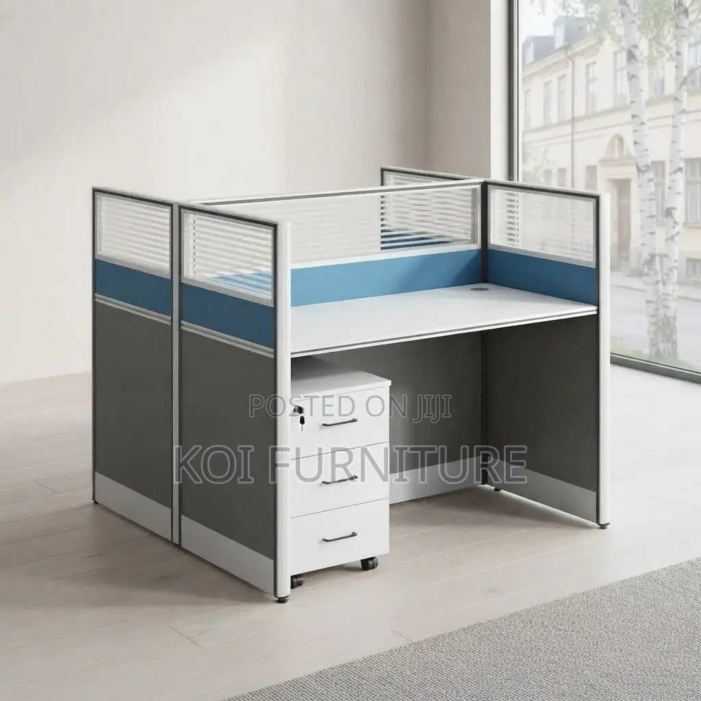 Office Workstation; Two Way Blue Modern Ergonomic Office Workstation
