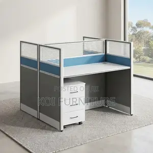 Office Workstation; Two Way Blue Modern Ergonomic Office Workstation