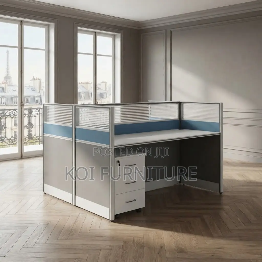 Office Workstation; Two Way Blue Modern Ergonomic Office Workstation