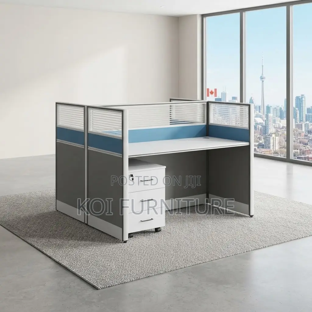 Office Workstation; Two Way Blue Modern Ergonomic Office Workstation