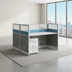 Office Workstation; Two Way Blue Modern Ergonomic Office Workstation