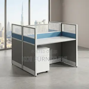 Office Workstation; Two Way Blue Modern Ergonomic Office Workstation
