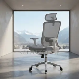 Office Chairs; White Fabric High Reclining Office Mesh Ergonomic Seat