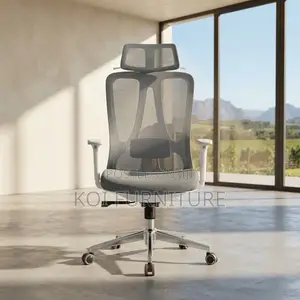 Office Chairs; White Fabric High Reclining Office Mesh Ergonomic Seat