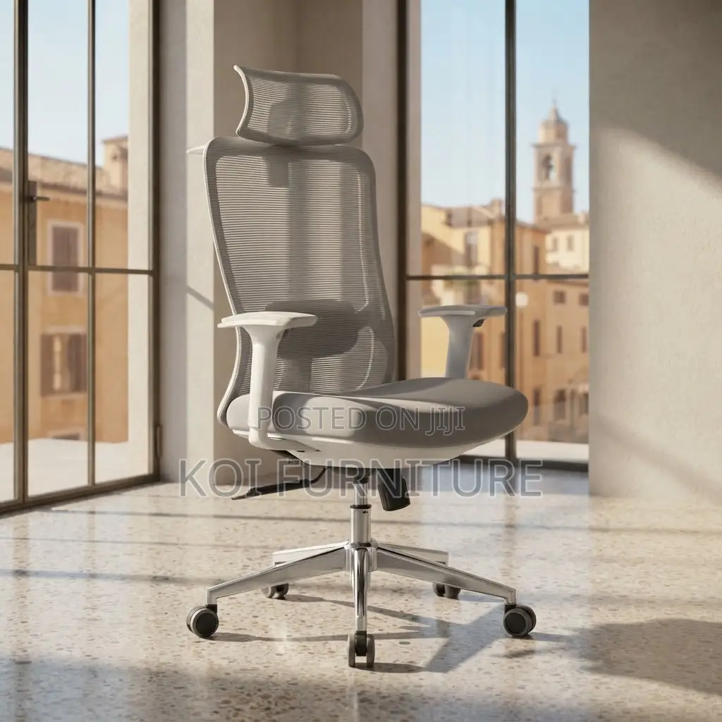 Office Chairs; White Fabric High Reclining Office Mesh Ergonomic Seat