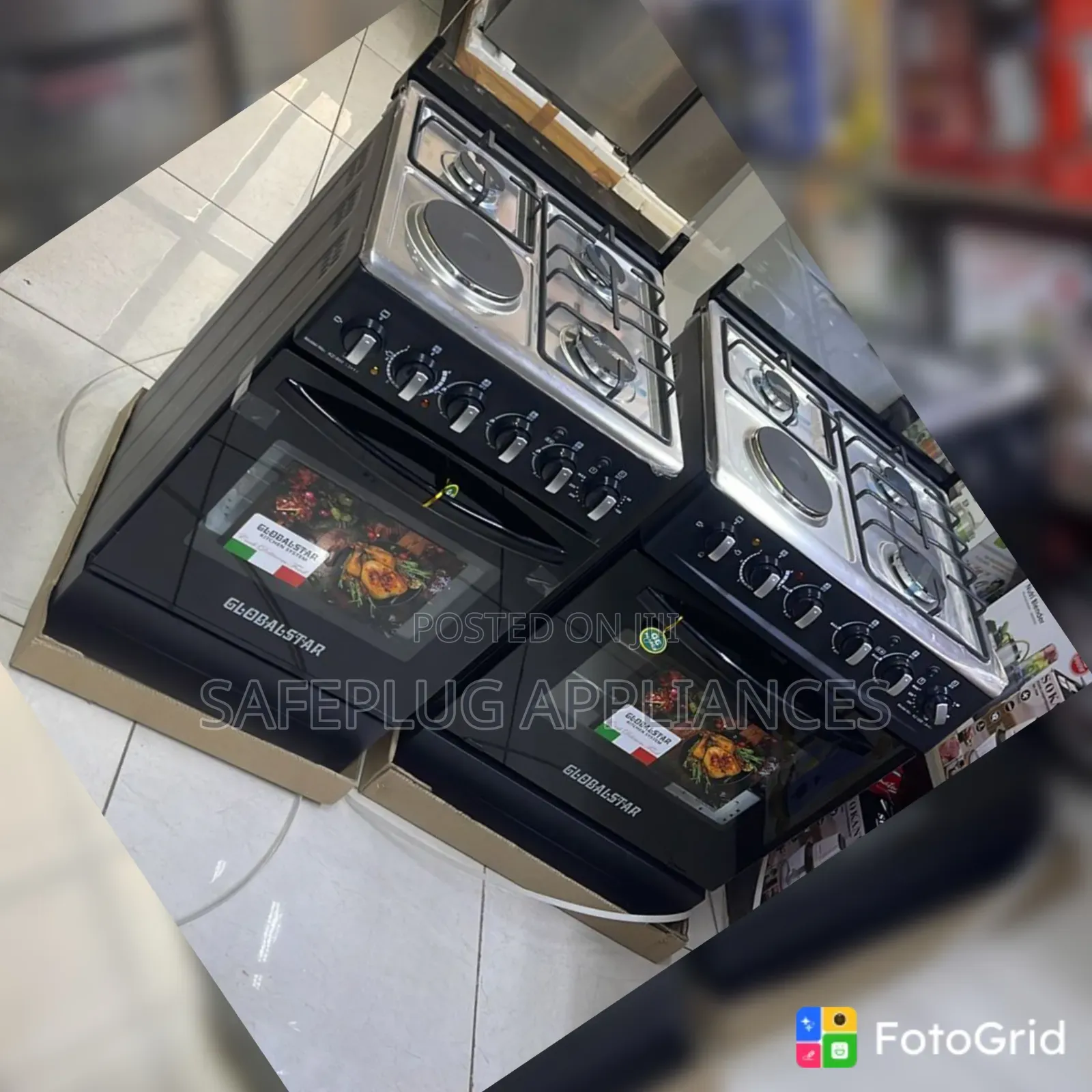 Black Globalstar 3+1 Gas Cooker 50×55 With Electric Oven