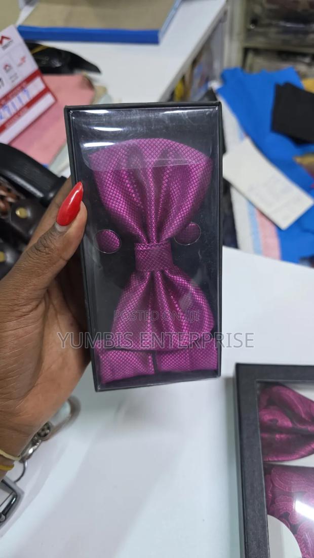 Purple Bow Tie Set Has Cufflinks Pocket Square Set at 500