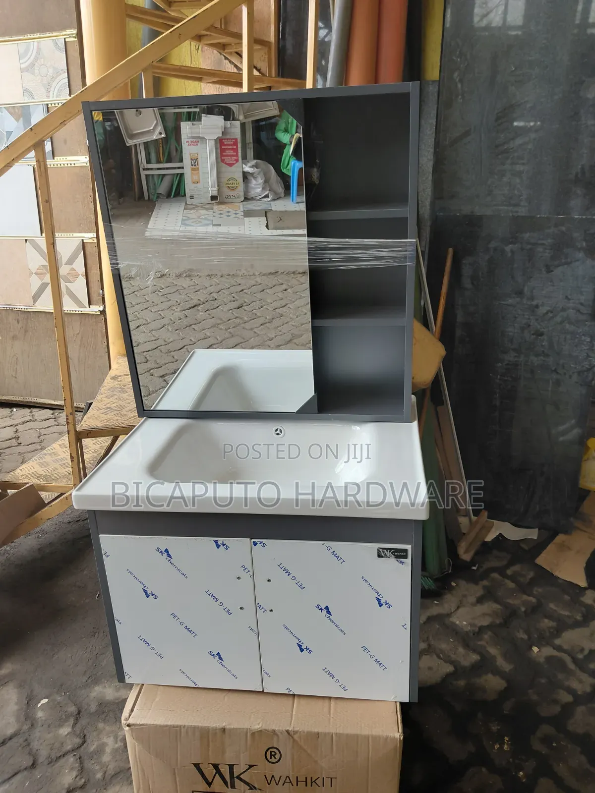 Vanity Cabinet Grey With White