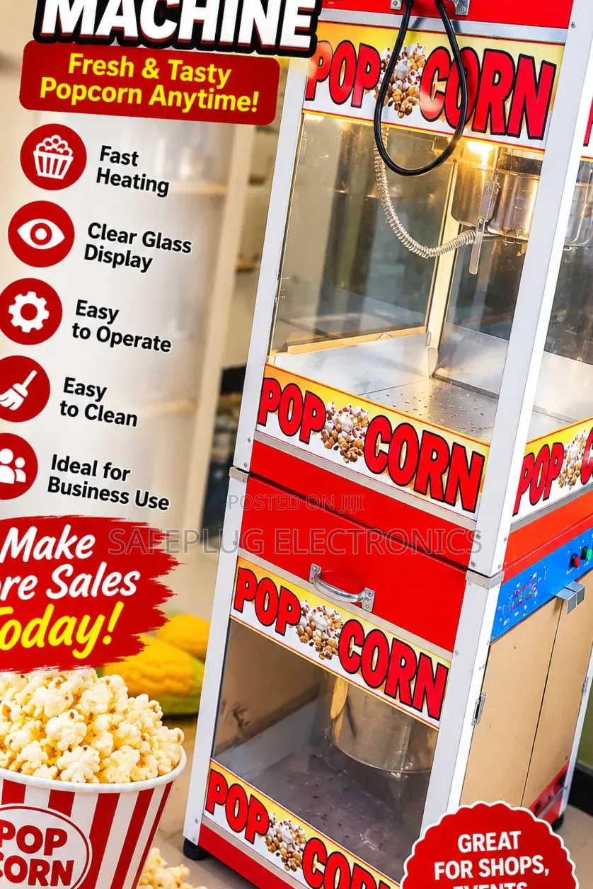 2-in-1 Popcorn Machine With Storage Cabinet