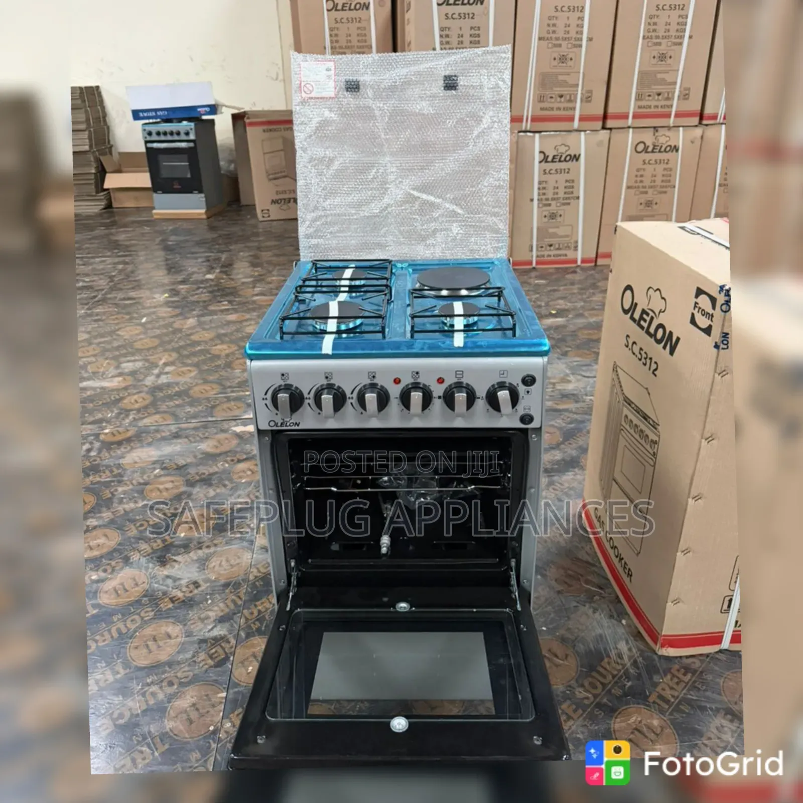 Olelon 3+1 Standing Cooker – Silver, Gas Electric