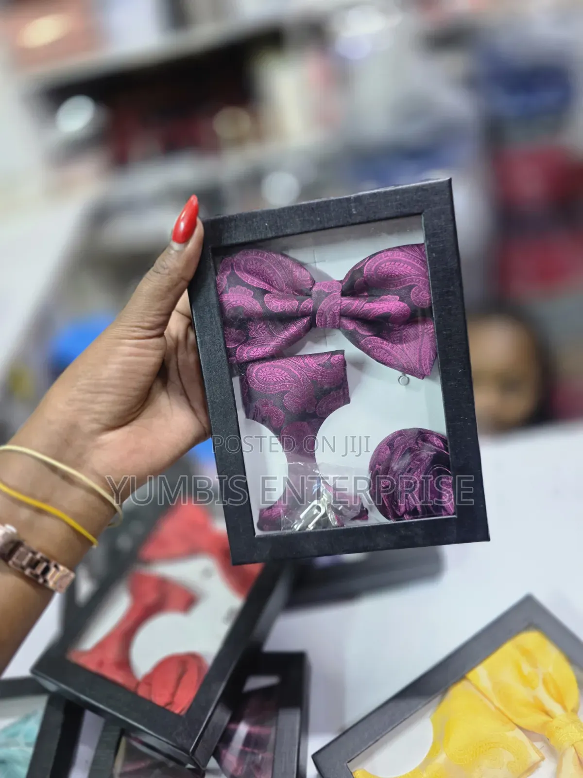 Bowtie, Flower, Cufflinks, Pocket Square 4in 1 Set at 1000