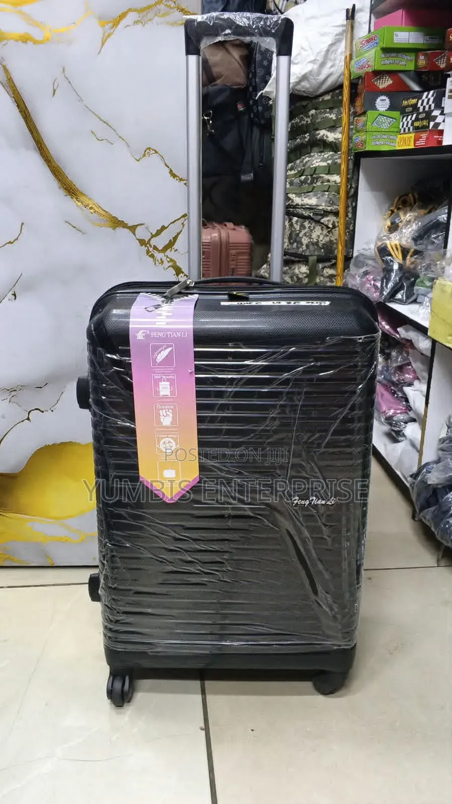 Black Medium Suitcase 24" Height Rubber Suitcase at 2800