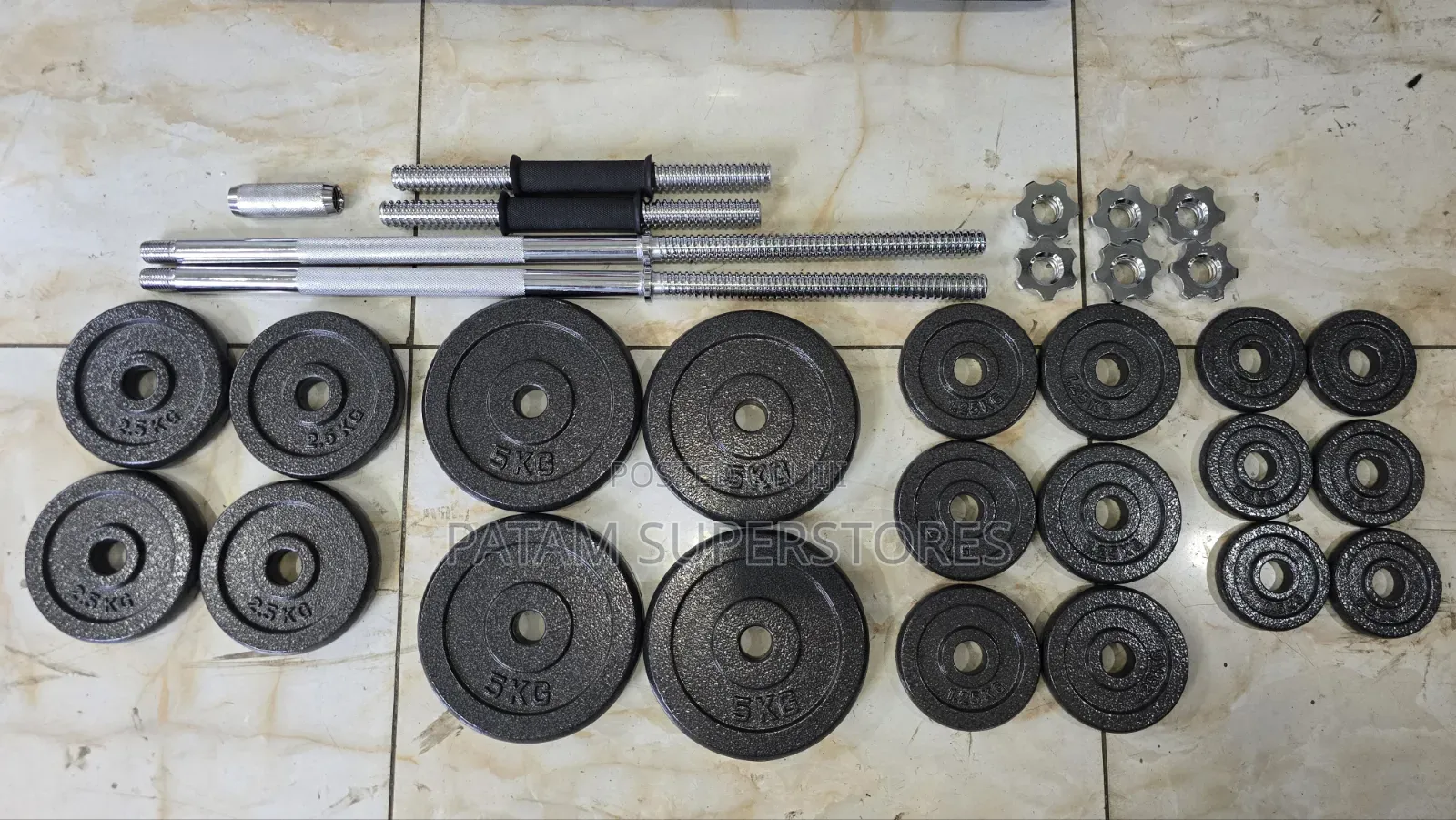 50kg Dumbbell Set With Connector and Barbell