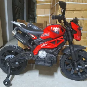 Red Kids Electric Motorbike With Rubber Wheels At